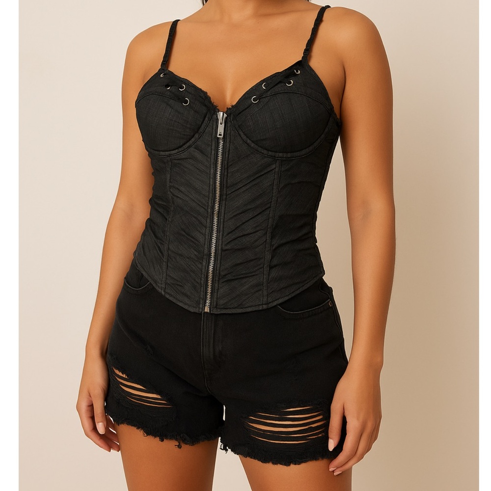 New Women’s Small Blackish Gray Tank Top Corset Top